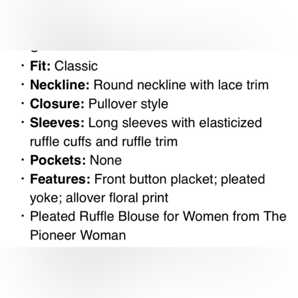 The Pioneer Woman Floral Ruffle Sleeve Top. NWT! Size Small - Picture 7 of 8